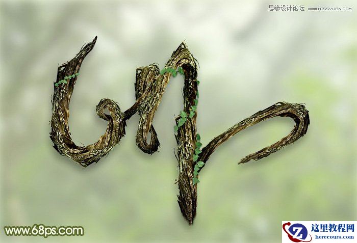 Photoshop制作创意的树藤艺术字教程