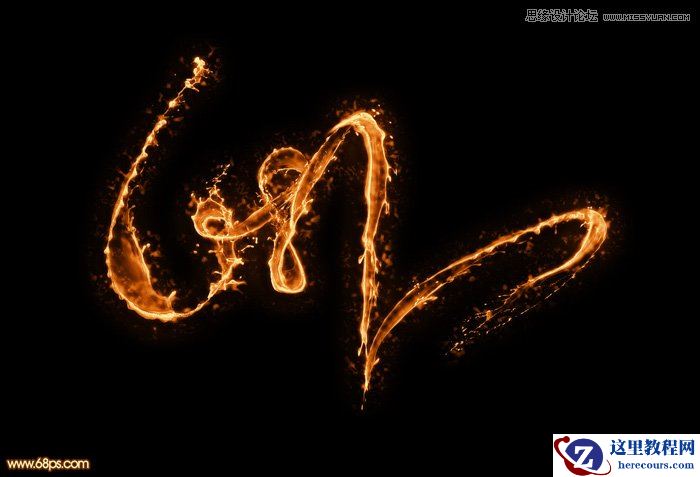 Photoshop制作飞溅特效的火焰艺术字教程