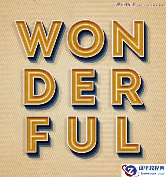 Photoshop制作复古风格的3D投影艺术字