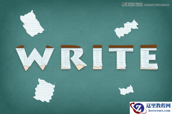 Photoshop快速的制作纸边撕裂的艺术字教程