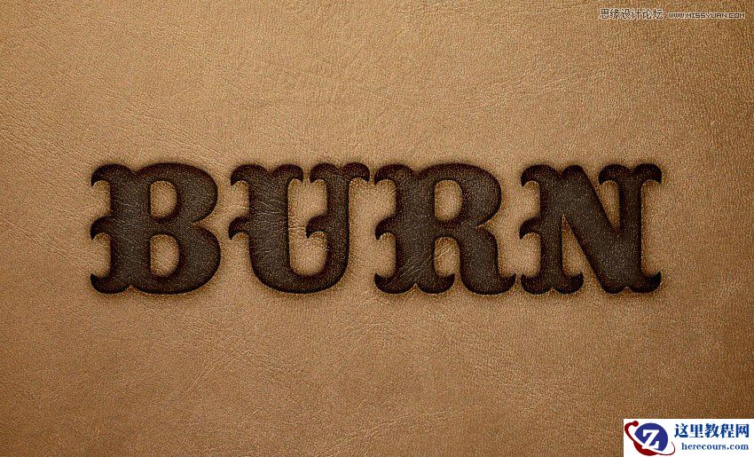 Photoshop使用图层样式制作皮革艺术字