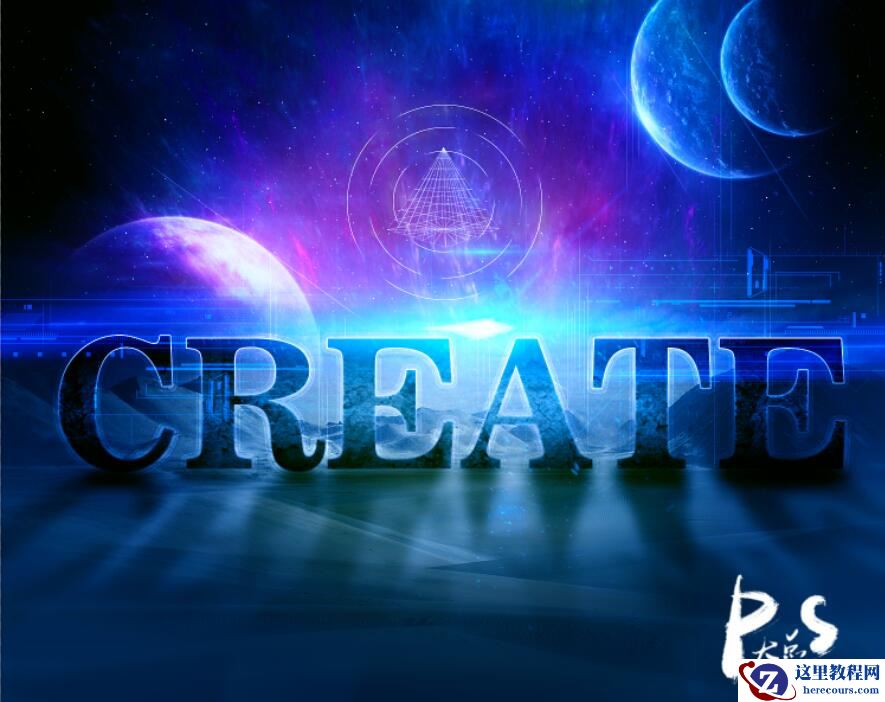 Photoshop制作蓝色科技主题风格的艺术字