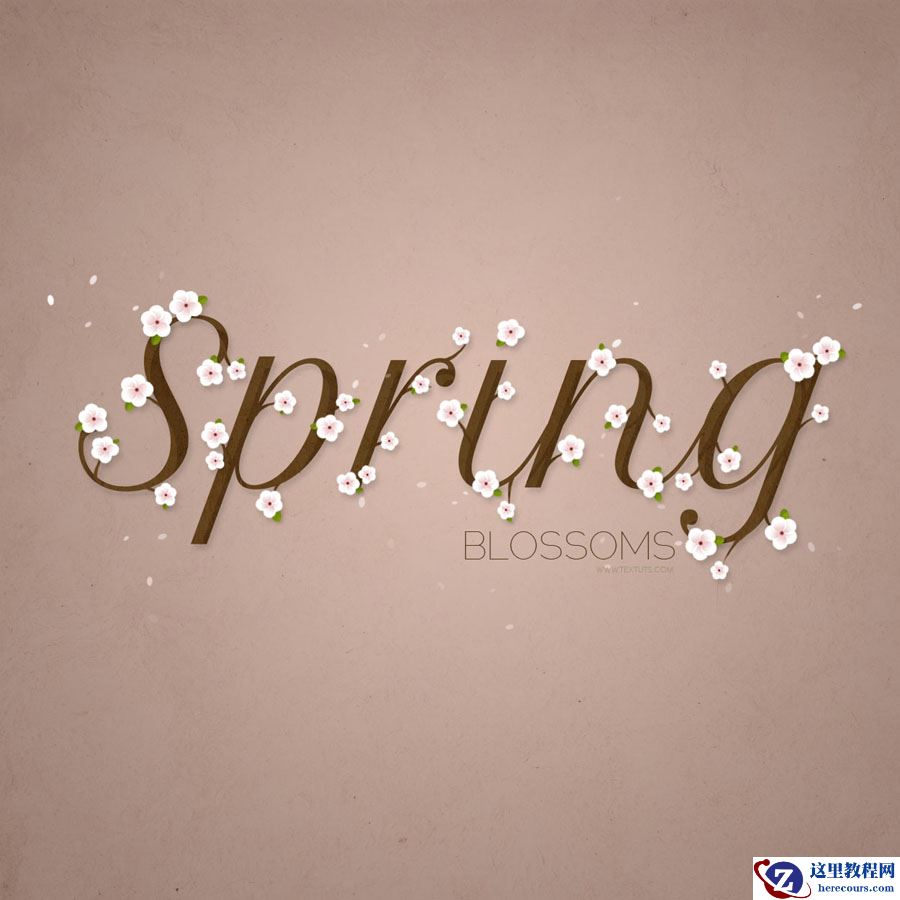 Photosho制作桃花装饰的春季艺术字教程