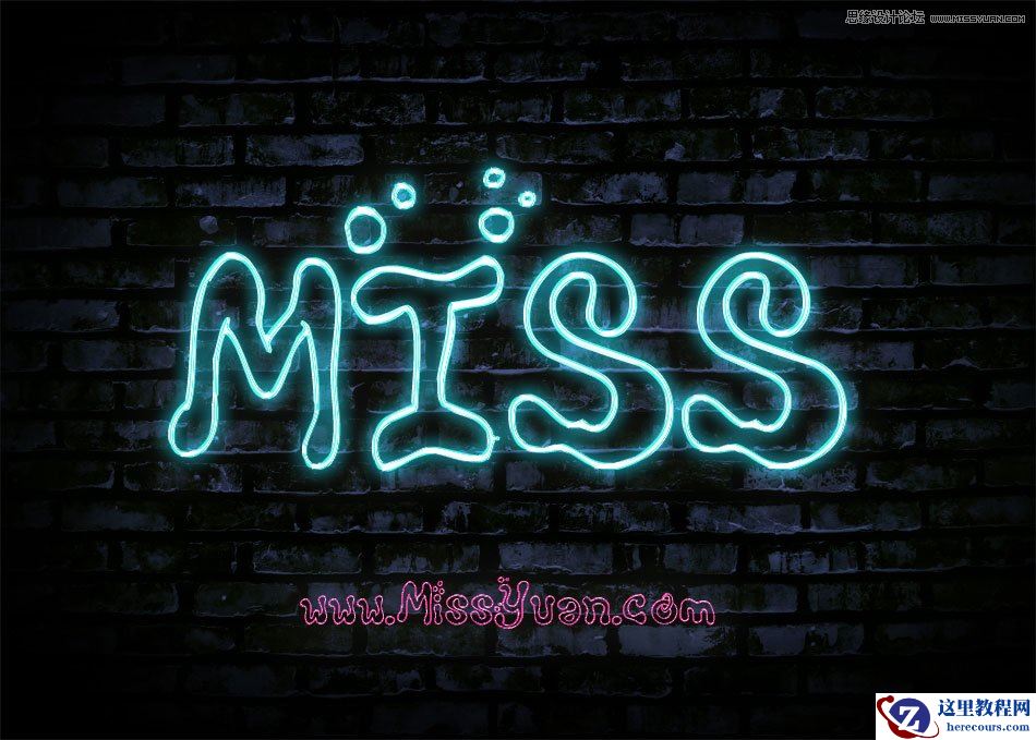 Photoshop制作蓝色可爱的霓虹艺术字教程