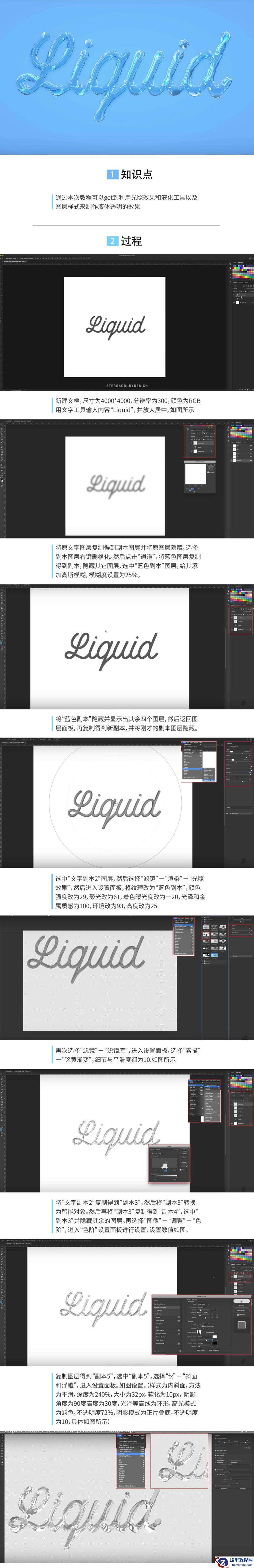 Photoshop绘制流水质感的立体字教程