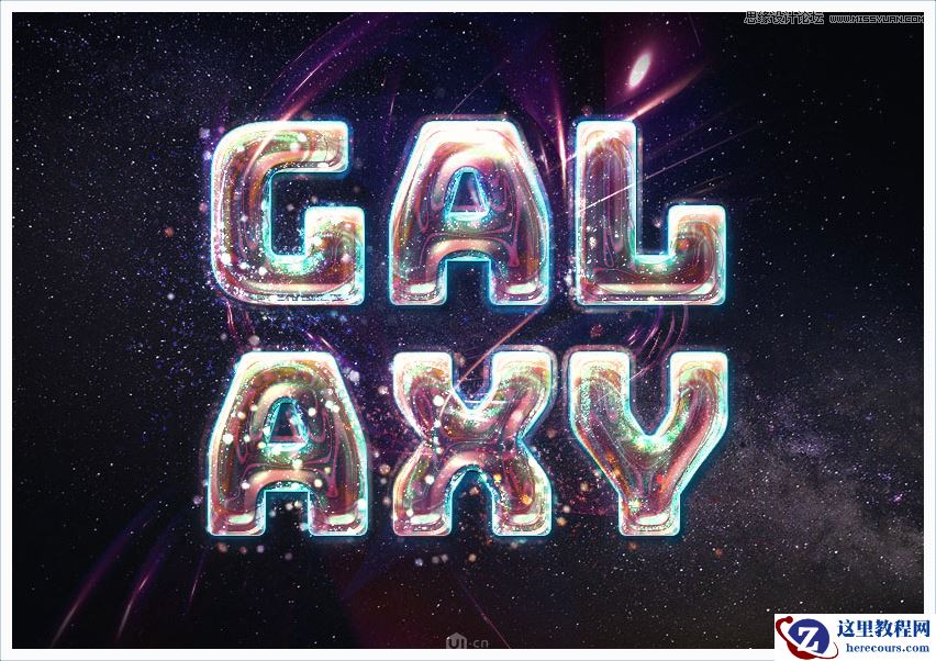 Photoshop绘制星空装饰的3D立体字教程