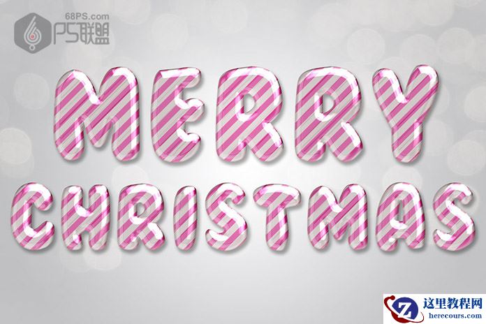 Photoshop制作粉色糖果纹理艺术字教程