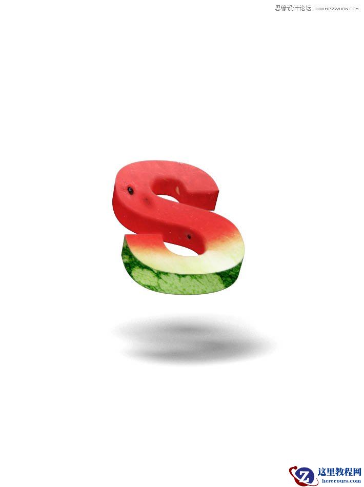 Photoshop绘制3D立体风格的西瓜字教程