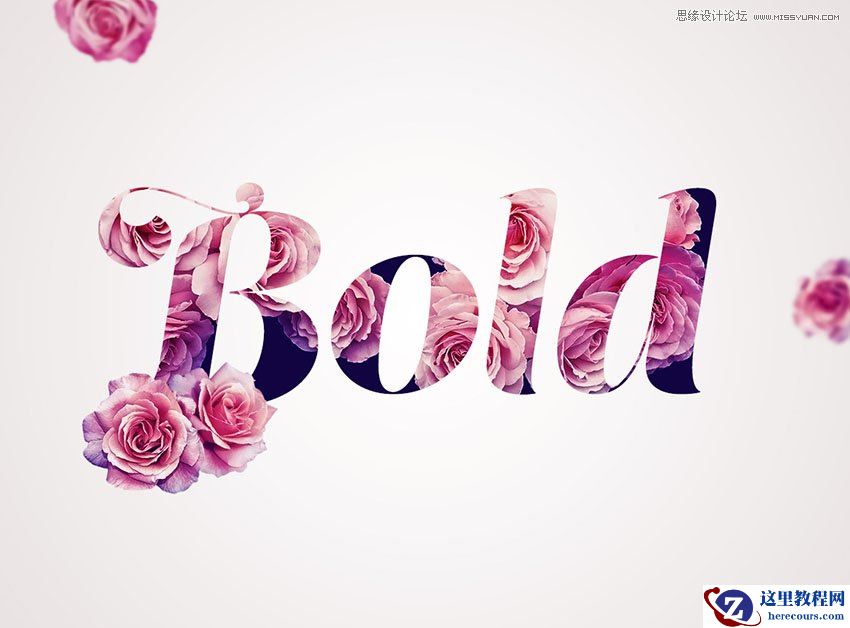 Photoshop制作创意的花朵艺术字教程