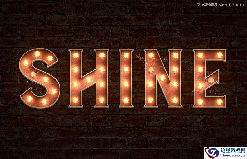 Photoshop制作复古风格的灯泡艺术字