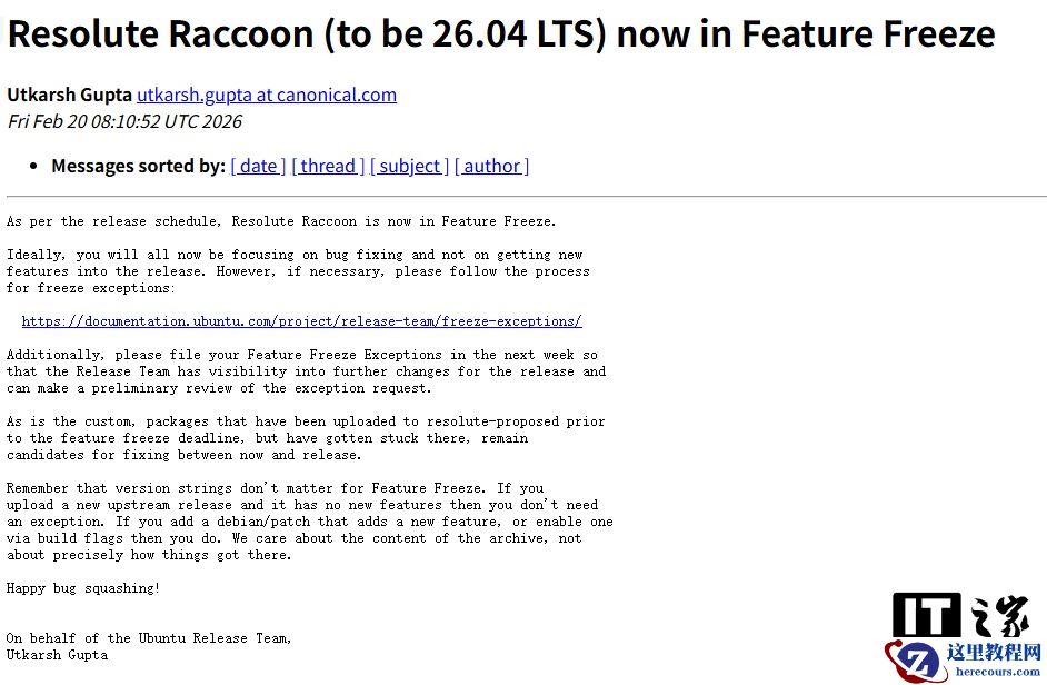 Ubuntu 26.04 LTS 进入功能冻结阶段：计划 4 月 23 日发布，Linux 7.0 内核与 GNOME 50 即将登场