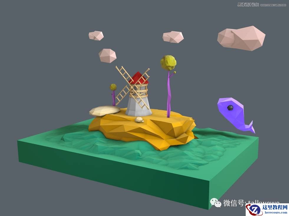 C4D制作低多边形风格的3D场景图