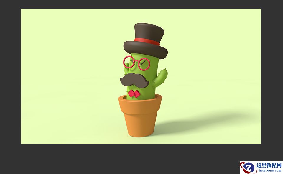 C4D制作卡通风格的3D仙人掌图标
