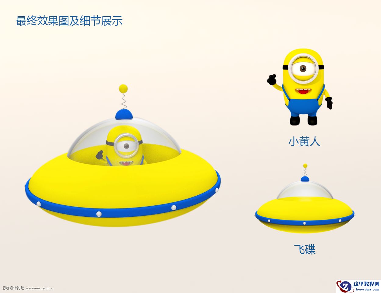 C4D制作小黄人飞碟建模及渲染教程