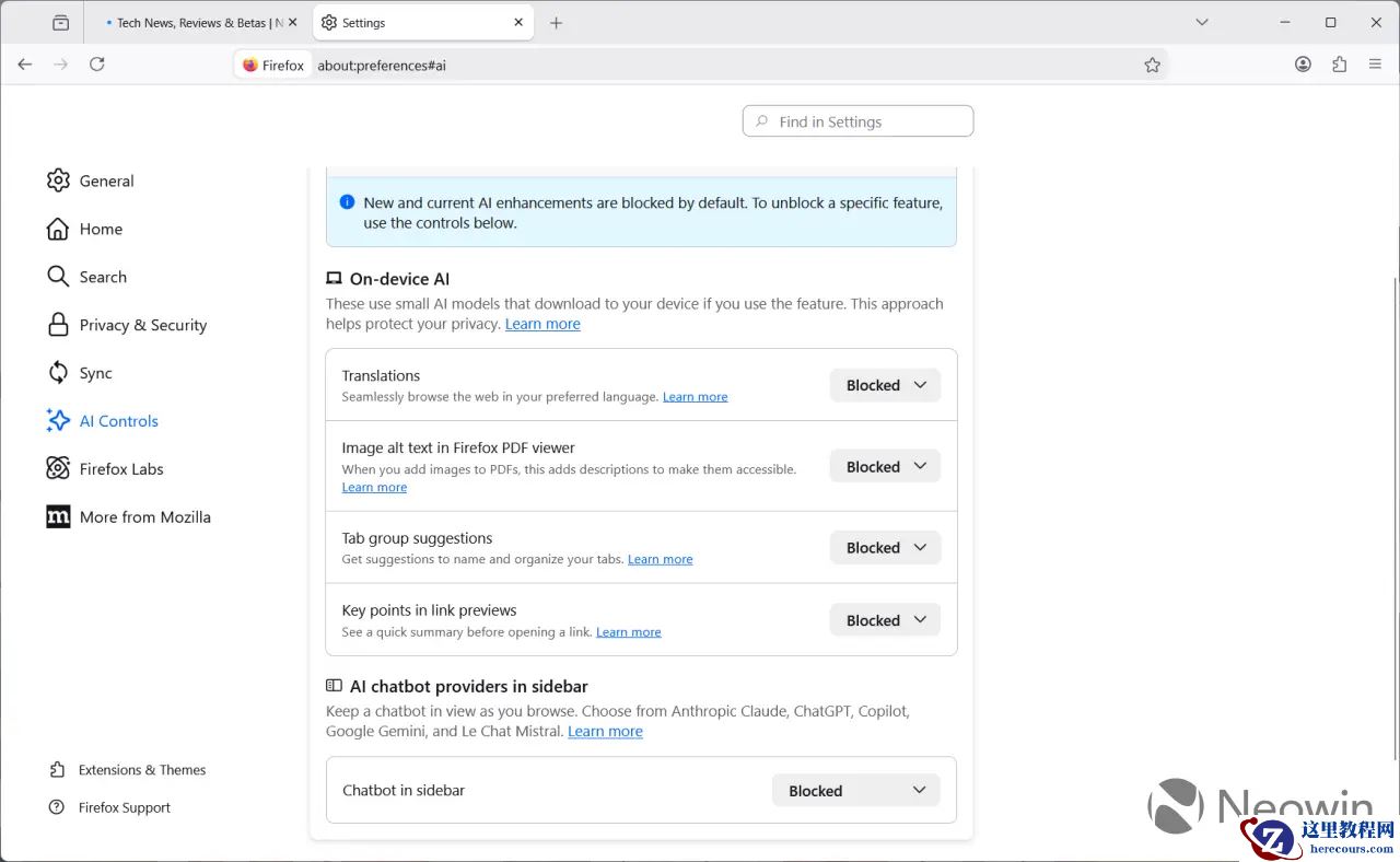 火狐 Firefox 浏览器 148 稳定版发布：可一键禁用 AI 功能