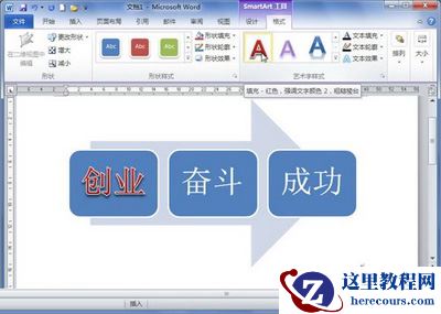 Word2010：给SmartArt图形调整艺术字字体的技巧