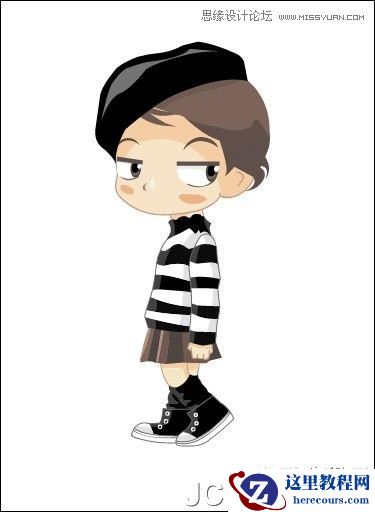 Illustrator鼠绘教程：绘制卡通Q版大眼妹妹