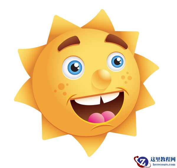 Illustrator绘制快乐微笑的矢量太阳