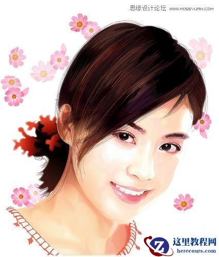 Illustrator网格工具绘制写实美女教程