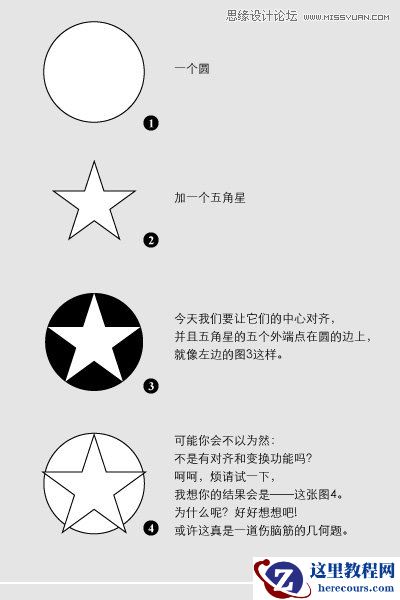 Illustrator教程：五星和圆形图案的连接技巧