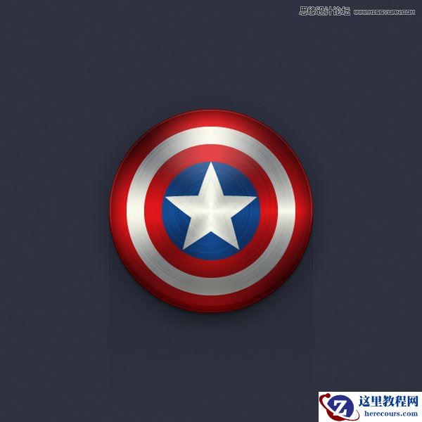 Illustrator绘制逼真的美国队长盾牌图标