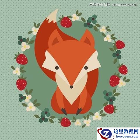 Illustrator绘制复古风格的可爱卡通狐狸