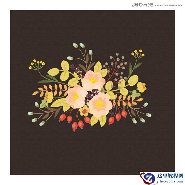 Illustrator绘制复古典雅风格的花朵花藤