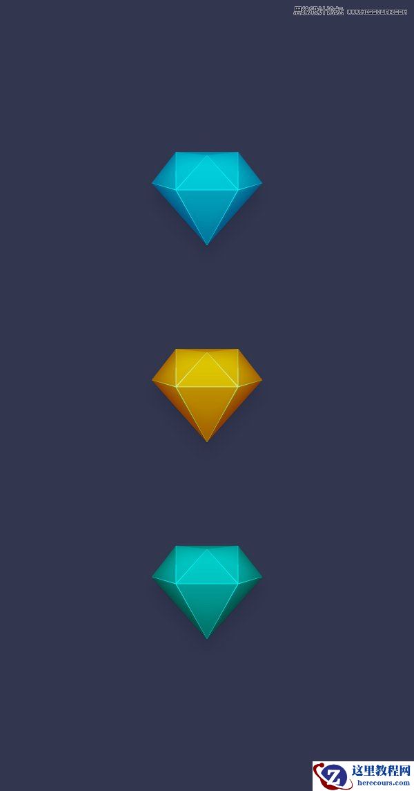 Illustrator绘制立体逼真的钻石图标教程