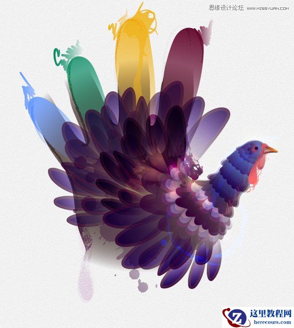 Illustrator绘制时尚多彩的圣诞节火鸡