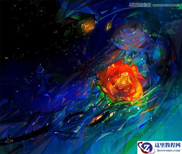 Illustrator绘制有型有色的抽象玫瑰花教程