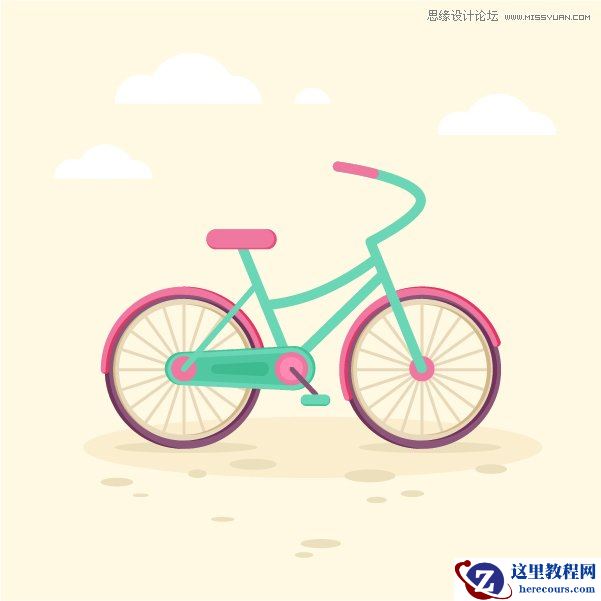 Illustrator绘制矢量风格的自行车效果图
