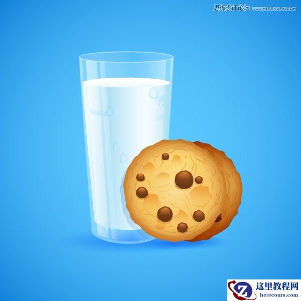 Illustrator绘制逼真的牛奶和燕麦饼干