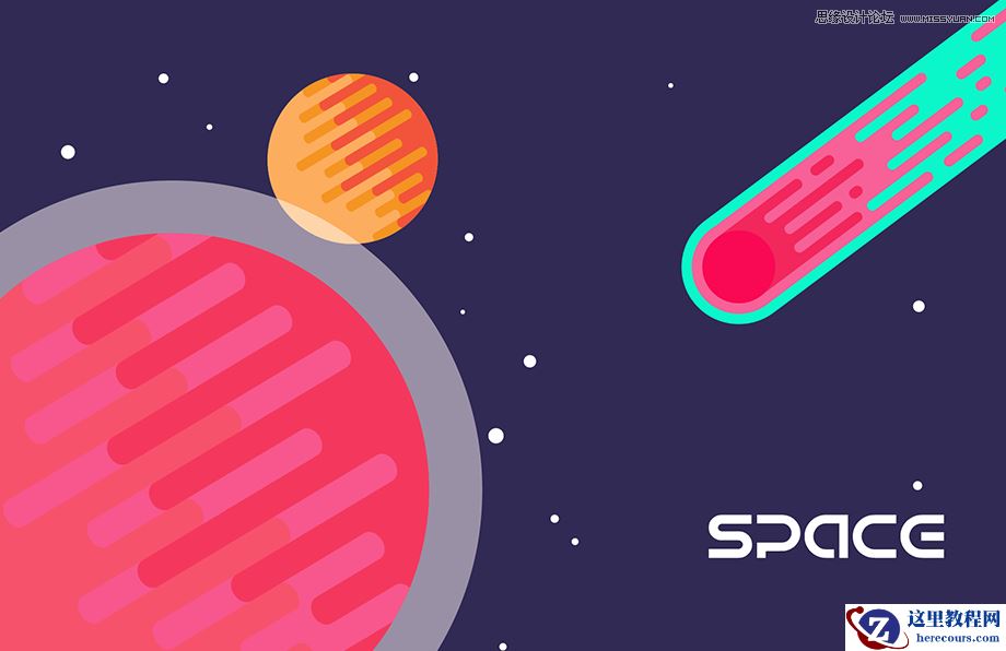Illustrator绘制创意的太空流星插画效果