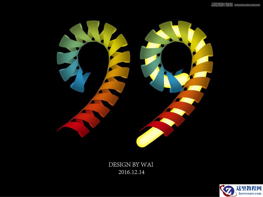 Illustrator简单制作立体丝带缠绕字体效果