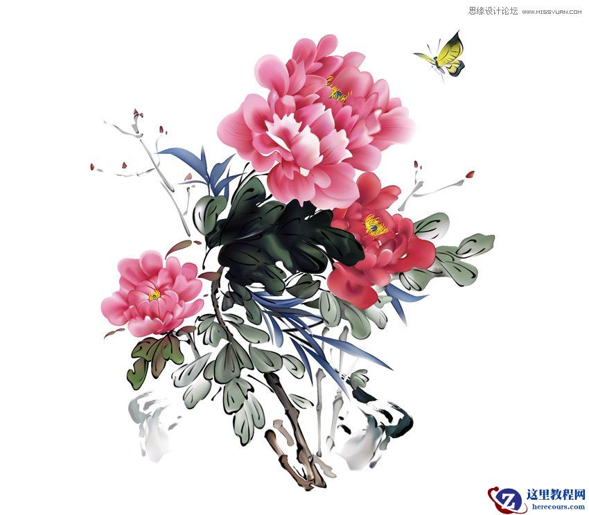 Illustrator绘制中国风牡丹花教程