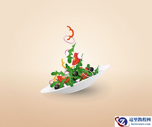 Illustrator制作唯美多彩蔬菜沙拉盘