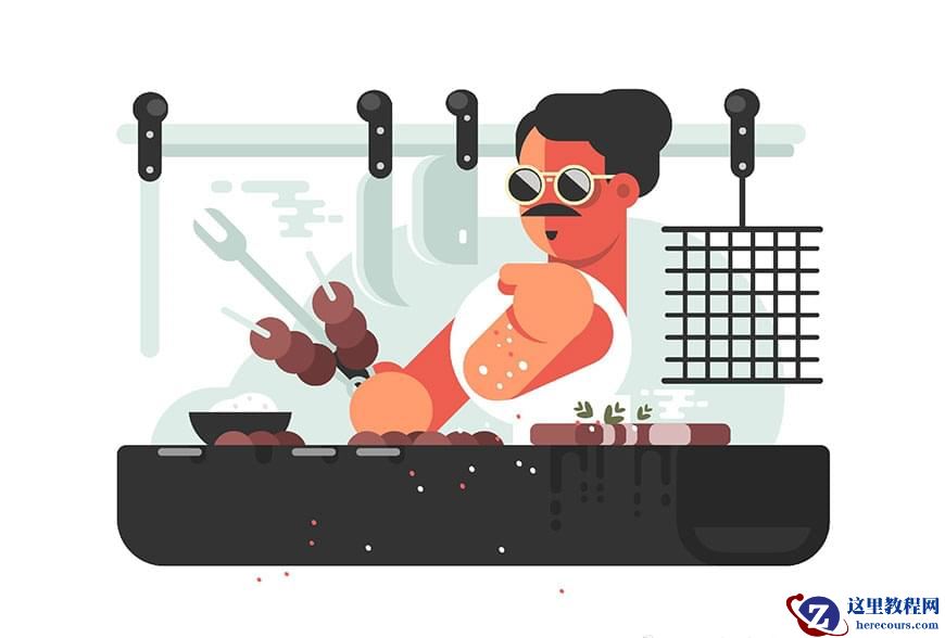 Illustrator绘制矢量风格的烤串大叔