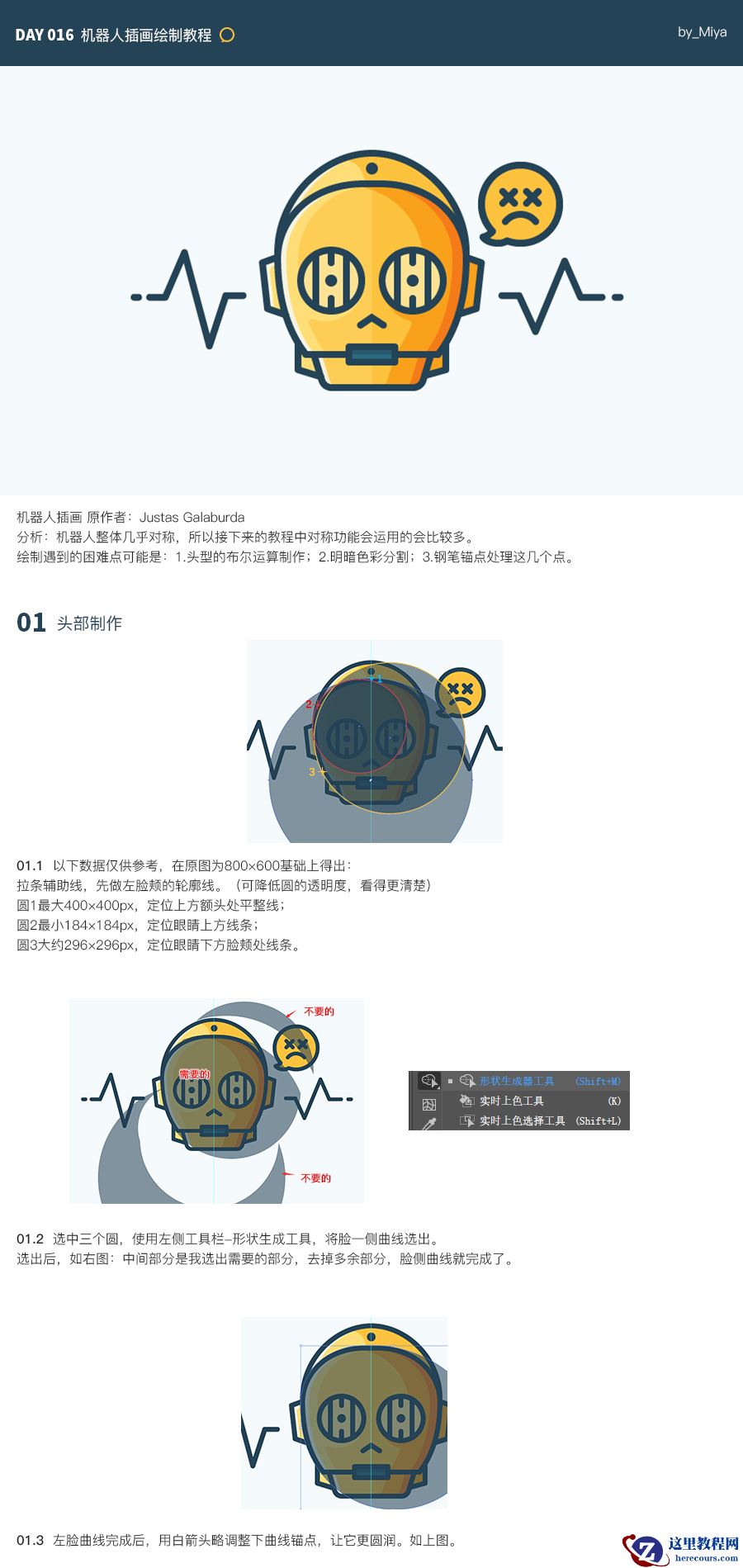 Illustrator绘制简约风格的机器人头像