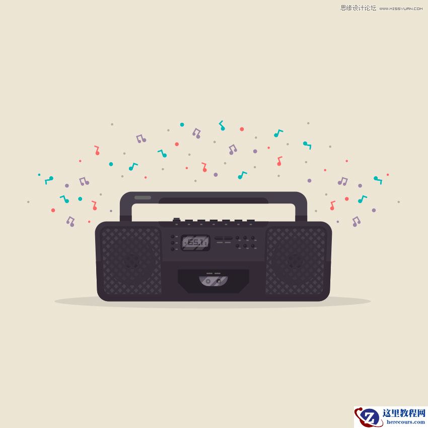 Illustrator绘制复古风格的收音机图标