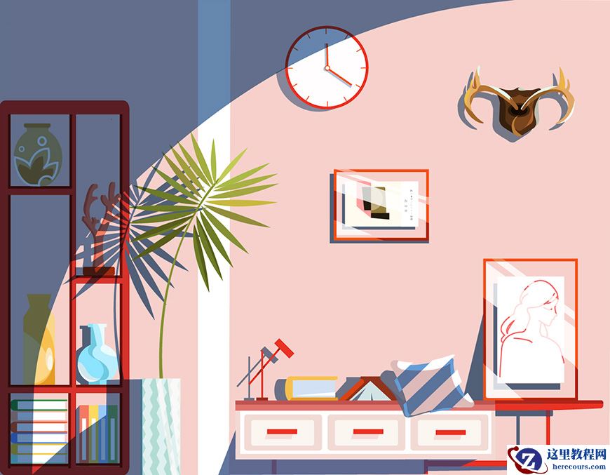 Illustrator绘制扁平化风格的室内效果图
