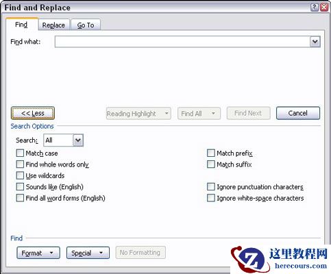 如何在Word 2007中使用超级查找命令？