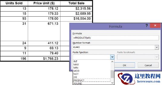 如何在Word 2016中的表中使用数学公式？