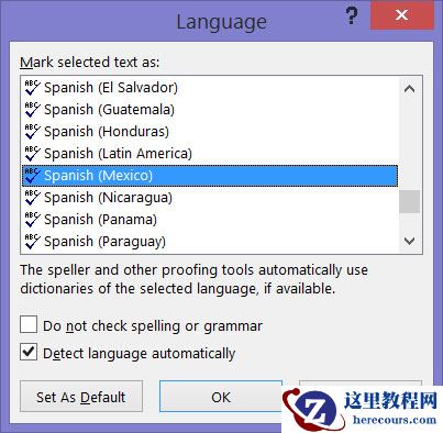 如何在Word 2016中标记外语文本？