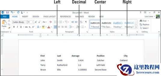 Word 2013中制表符设置基础！