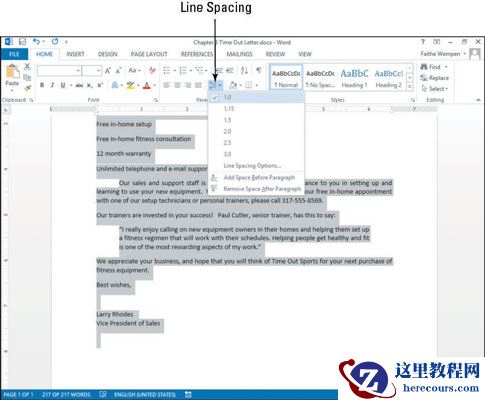 如何在Word 2013中更改垂直间距？