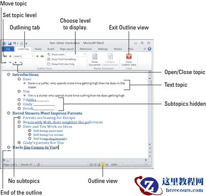 如何使用Word 2010的大纲视图？