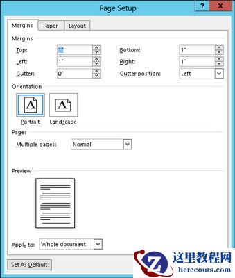 如何在Word 2013中使用页面设置对话框？