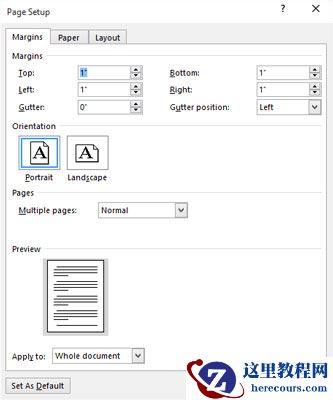 如何在Word 2016中使用页面设置对话框？
