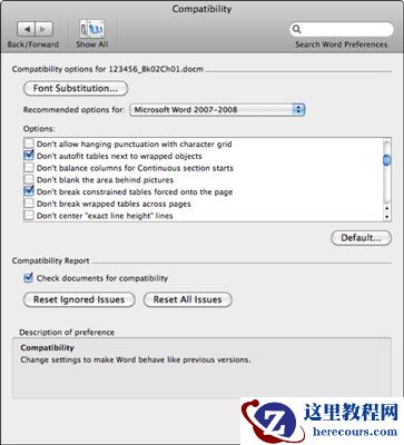 如何在Mac的Word 2011中设置兼容性首选项？