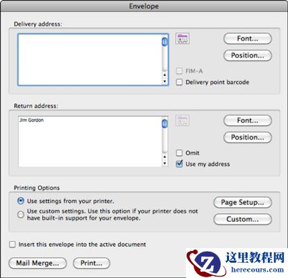 如何在Mac的Office 2011中合并到Word中的信封？